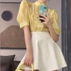 Short-sleeve Ruffle Blouse / Camisole Top / Mini A-line Skirt