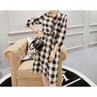 Long-sleeve Check Midi Dress
