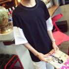 Color Panel Elbow Sleeve T-shirt