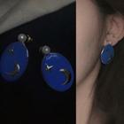 Faux Pearl Moon & Star Disc Dangle Earring 1 Pair - Earrings - A22a - Blue - One Size