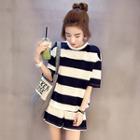 Set: Short-sleeve Striped T-shirt + Shorts