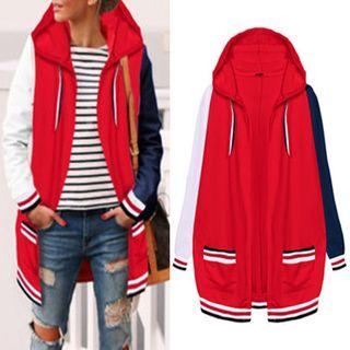 Color Block Long Zip Hoodie