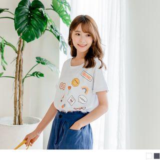 Short Sleeve Round Neck Cartoon Print T-shirt
