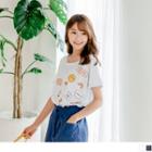 Short Sleeve Round Neck Cartoon Print T-shirt