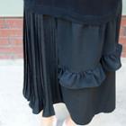 Frilled Pleated-panel Maxi Knit Dress
