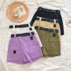 Belted Pocketed Cargo Shorts