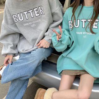 Couple Lettering Round-neck Sweatshirt