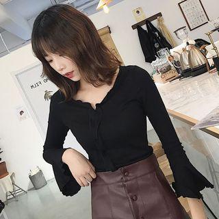 3/4-sleeve Ruffled T-shirt