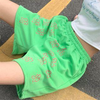 Flower Print Wide Leg Sweatshorts