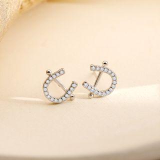 Horseshoe Rhinestone Earring 1 Pair - Horseshoe - One Size