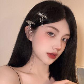 Set Of 1 / 2: Rhinestone Bow Alloy Hair Clip