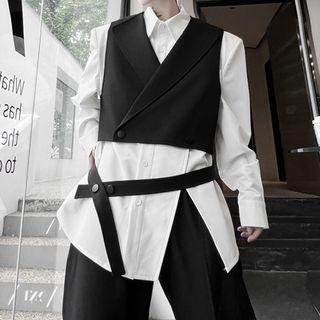 Detachable Strap Lapel Crop Vest