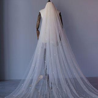 Wedding Faux Pearl Veil Light Champagne - One Size