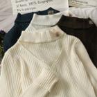 Lace Plain Striped Knit Top