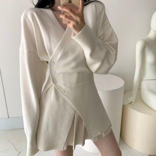 Asymmetrical Button-accent Sweater
