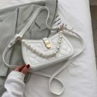 Faux Pearl Strap Quilted Crossbody Bag