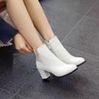 Block-heel Plain Ankle Boots