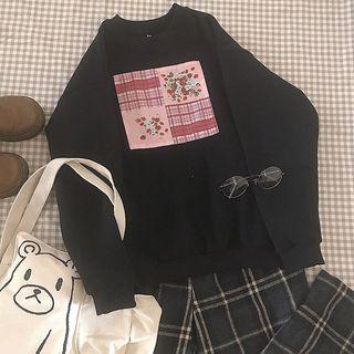 Floral Patterned Applique Pullover