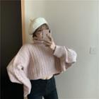 Turtleneck Cropped Cable-knit Sweater / Mini Knit Skirt
