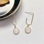 Geometric Drop Earring 1 Pair - Gold & White - One Size