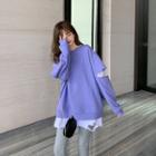Cut-out Pullover / Distressed Long-sleeve T-shirt / Leggings
