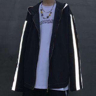 Paneled Zip Hoodie Black - One Size