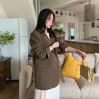 Flap-pocket Formal Longline Blazer Brown - One Size