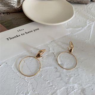 S925 Silver Palm Earrings  - [golden] A Pair Of Earrings