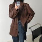 Single-breasted Faux Leather Blazer Brown - One Size