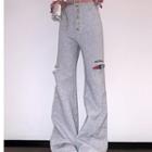 Distressed High Waist Wide Leg Sweatpants