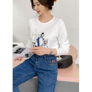 Letter Beaded Patched T-shirt