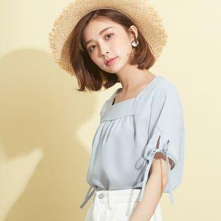 Square Neck Lace Up Cuff Top