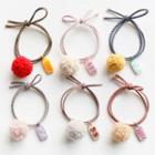 Pompom & Chinese Characters Tag Hair Tie