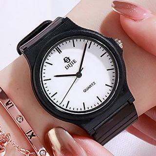 Set: Plain Pvc Strap Watch + Roman Numeral Bracelet