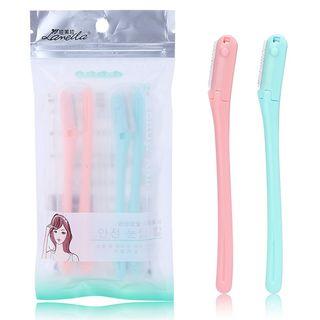 Set Of 4: Eyebrow Razor 4 Pcs - Blue & Pink - One Size
