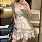 Spaghetti Strap Mini Lace Dress As Shown In Figure - One Size
