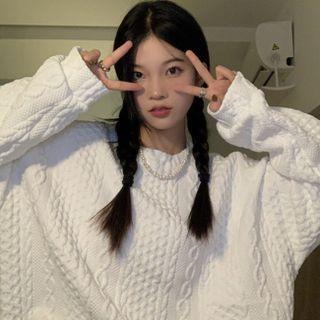 Oversize Long Sleeve Sweatshirt White - One Size