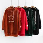 Embroidery Long Hooded Pullover