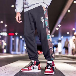 Camo Trim Drawstring Jogger Pants