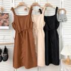 Drawstring-waist Mini Overall Dress In 5 Colors
