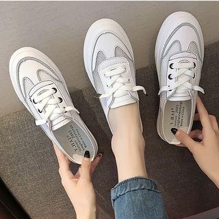 Mesh Paneled Lace-up Sneaker Mules