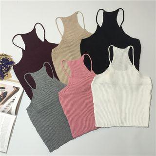 Knitted Cropped Halter Top