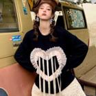 Ruffle Heart Applique Strappy Sweatshirt