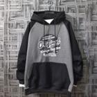 Couple Matching Color Panel Lettering Hoodie
