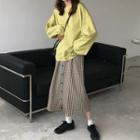 Plaid Pullover / Plaid Midi A-line Skirt