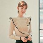 Frilled Slim-fit Knit Top