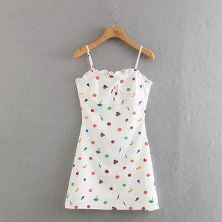 Spaghetti Strap Fruit Print Mini A-line Dress