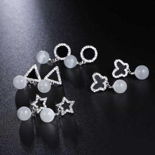 Cat Eye Stone Bead Geometric Rhinestone Earring