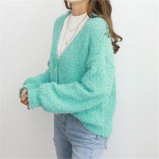 V-neck Faux-sherpa Cardigan