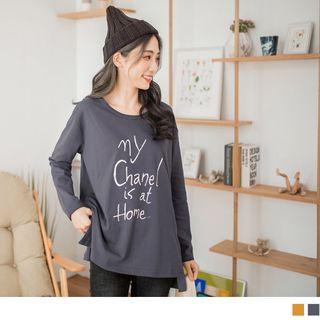 Drop Shoulder Lettering Print Top